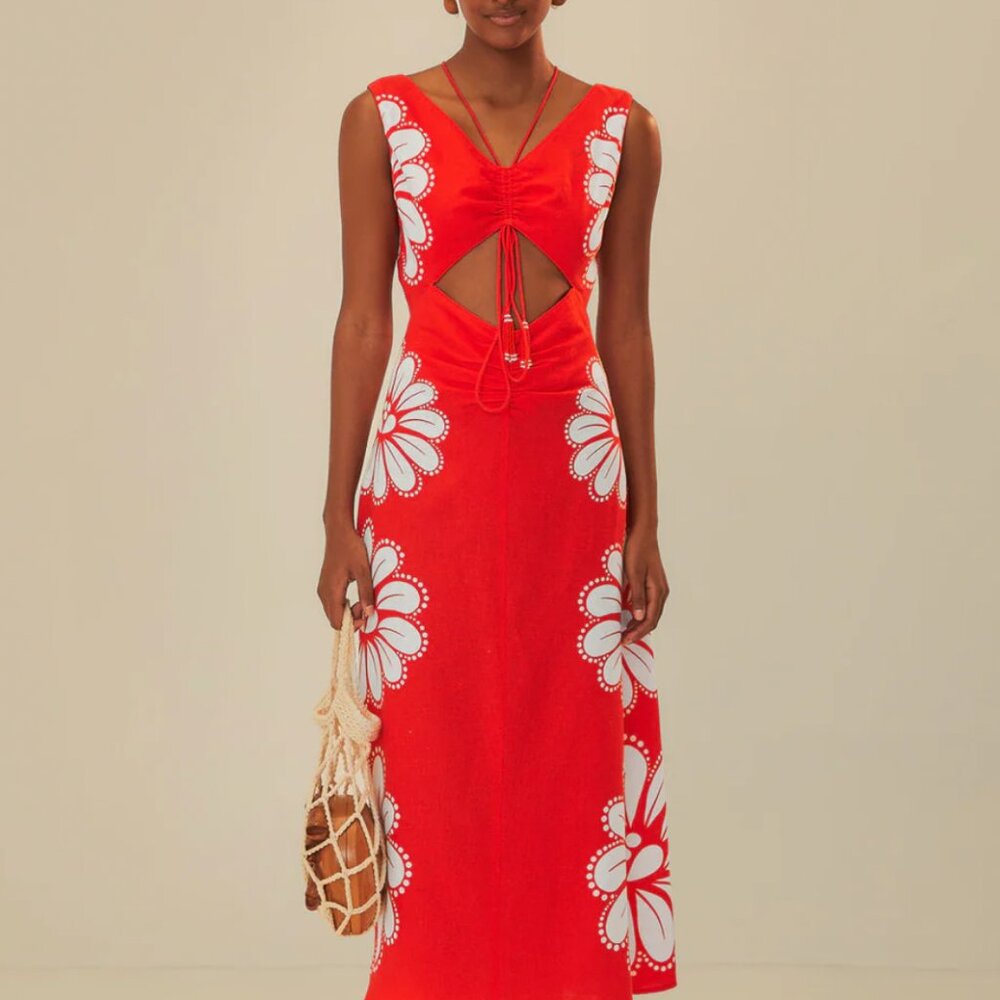 Anika Shell Red Midi Dress